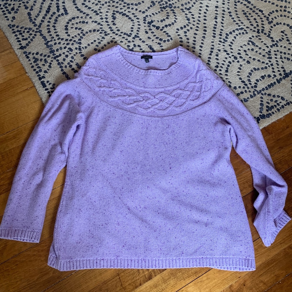 Talbots cotton blend speckled lavender solid fairisle. Worn once
